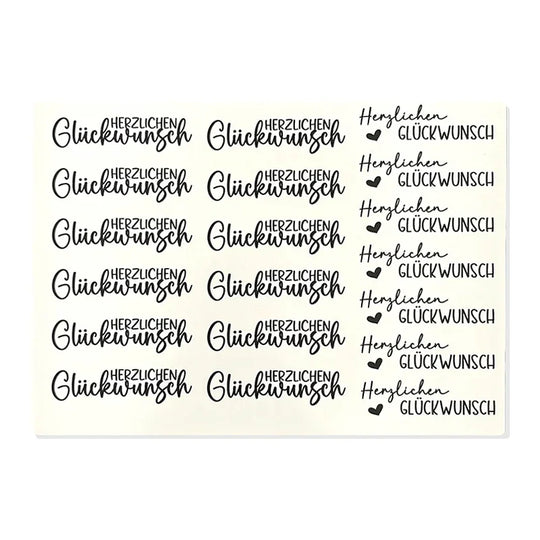 Kerzenfolie, Kerzentattoo "Herzlichen Glückwunsch", Schwarz, DIN A5