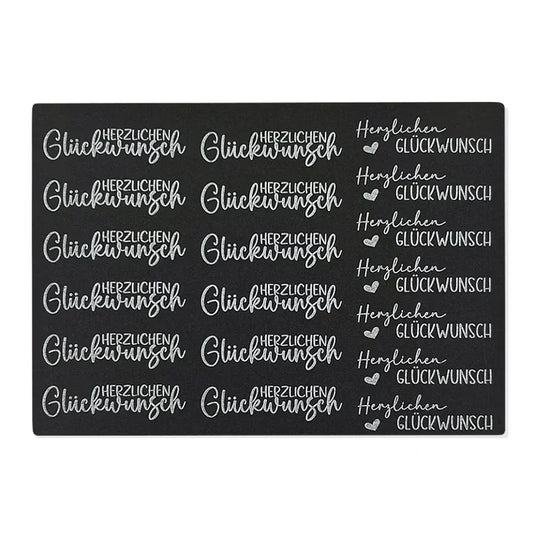 Kerzenfolie, Kerzentattoo "Herzlichen Glückwunsch", Weiß, DIN A5