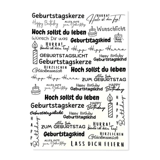 Kerzenfolie, Kerzentattoo "Hipp Hipp Hurra", Schwarz, DIN A4