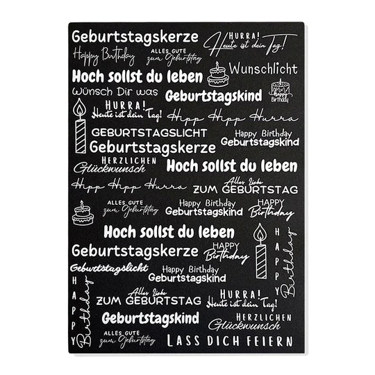 Kerzenfolie, Kerzentattoo "Hipp Hipp Hurra", Weiß, DIN A4
