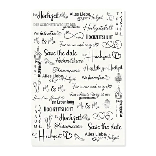 Kerzenfolie, Kerzentattoo "Hochzeit", Schwarz, DIN A4