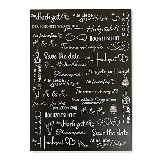 Kerzenfolie, Kerzentattoo "Hochzeit", Weiß, DIN A4