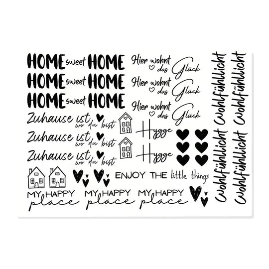 Kerzenfolie, Kerzentattoo "Home", Schwarz, DIN A5