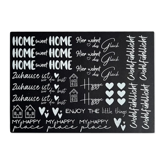 Kerzenfolie, Kerzentattoo "Home", Weiß, DIN A5