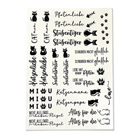Kerzenfolie, Kerzentattoo "Katzenliebe", Schwarz, DIN A4