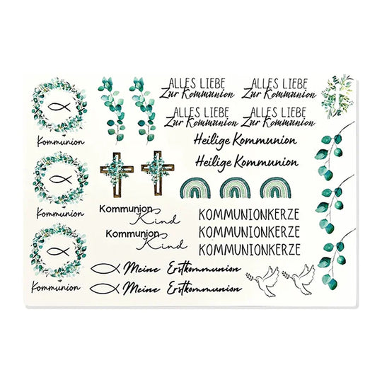 Kerzenfolie, Kerzentattoo "Kommunion 2.0", Farbig, DIN A5