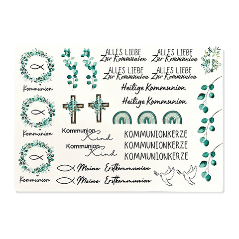 Kerzenfolie, Kerzentattoo "Kommunion 2.0", Farbig, DIN A5
