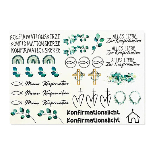 Kerzenfolie, Kerzentattoo "Konfirmation 2.0", Farbig, DIN A5