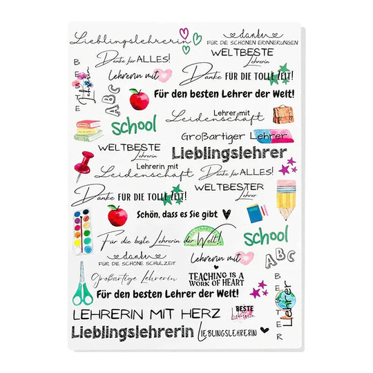 Kerzenfolie, Kerzentattoo "Lehrerin", Farbig, DIN A4