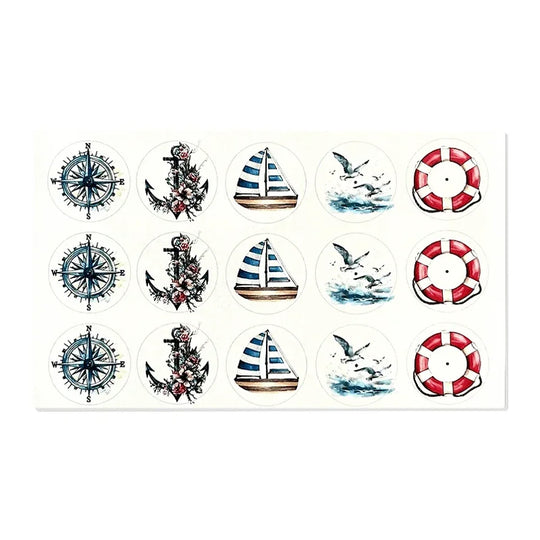 Kerzenfolie, Kerzentattoo "Maritim 2", Farbig, DIN A5, Selbst zuschneidbare Teelichtsticker ohne Loch