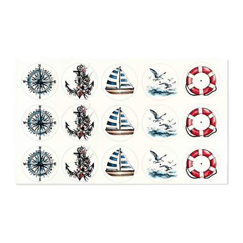 Kerzenfolie, Kerzentattoo "Maritim 2", Farbig, DIN A5, Selbst zuschneidbare Teelichtsticker ohne Loch