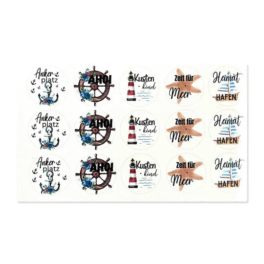 Kerzenfolie, Kerzentattoo "Maritim", Farbig, DIN A5, Selbst zuschneidbare Teelichtsticker ohne Loch