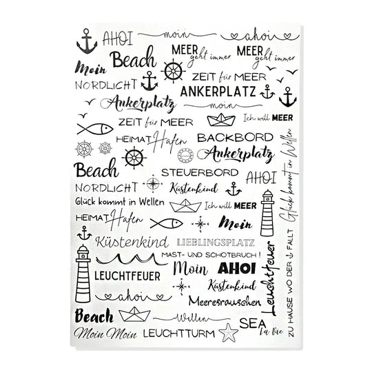 Kerzenfolie, Kerzentattoo "Maritim", Schwarz, DIN A4