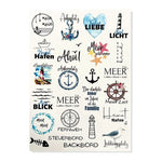 Kerzenfolie, Kerzentattoo "Maritim XL", Farbig, DIN A4, für Stumpenkerzen & Kerzengläser