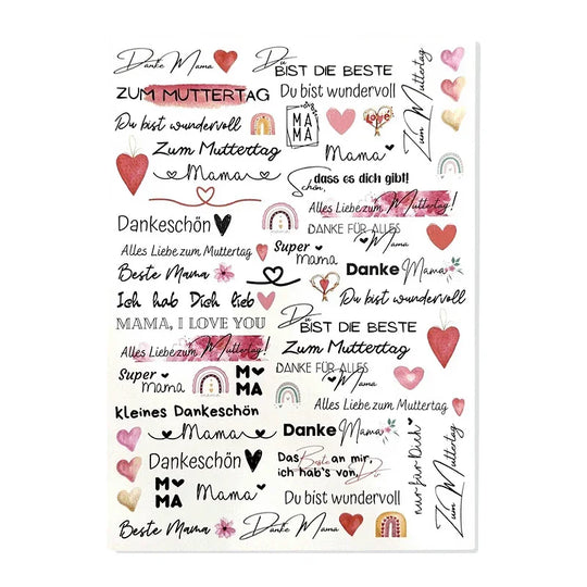 Kerzenfolie, Kerzentattoo "Muttertag", Farbig, DIN A4