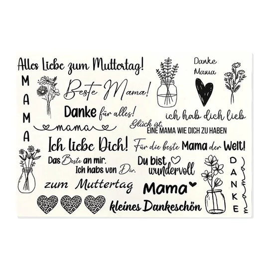 Kerzenfolie, Kerzentattoo "Muttertag", Schwarz, DIN A5