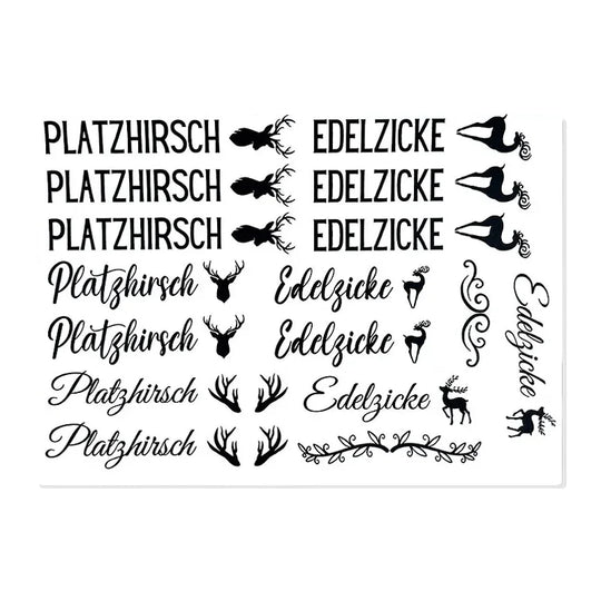 Kerzenfolie, Kerzentattoo "Platzhirsch/Edelzicke", Schwarz, DIN A5