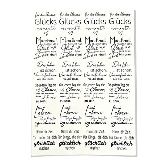 Kerzenfolie, Kerzentattoo "Schöne Sprüche XL", Schwarz, DIN A4, für Stumpenkerzen & Kerzengläser