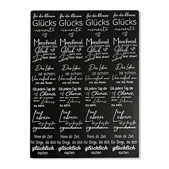 Kerzenfolie, Kerzentattoo "Schöne Sprüche XL", Weiß, DIN A4, für Stumpenkerzen & Kerzengläser