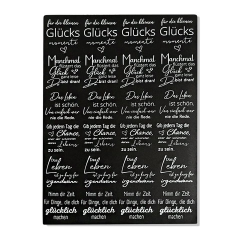 Kerzenfolie, Kerzentattoo "Schöne Sprüche XL", Weiß, DIN A4, für Stumpenkerzen & Kerzengläser