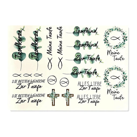 Kerzenfolie, Kerzentattoo "Taufe 2", Farbig, DIN A5