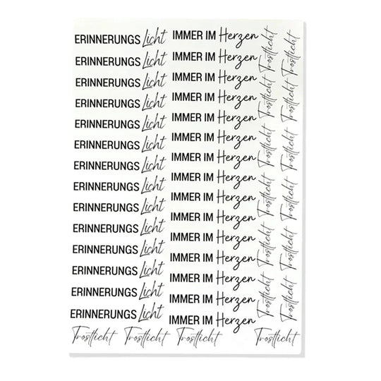 Kerzenfolie, Kerzentattoo "Trostlicht", Schwarz, DIN A4