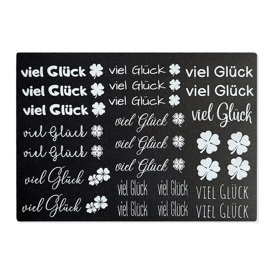 Kerzenfolie, Kerzentattoo "Viel Glück", Weiß, DIN A5