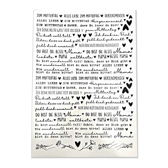 Kerzenfolie, Kerzentattoo "Zum Muttertag", Schwarz, DIN A4