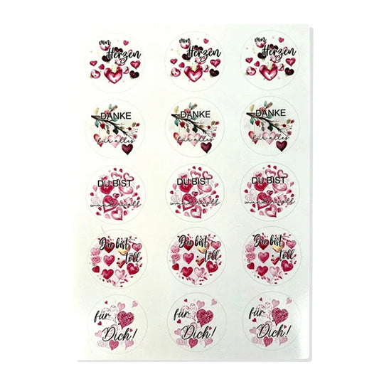 Kerzenfolie, Kerzentattoo "von Herzen", Farbig, DIN A4, Selbst zuschneidbare Teelichtsticker ohne Loch