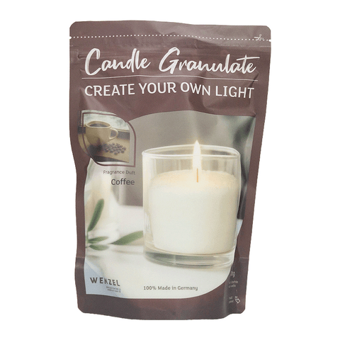 Kerzengranulat mit Duft Coffee, WENZEL, inkl. 4 Dochte & Halter, 400 g