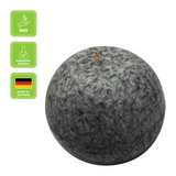 Kugelkerze aus Stearin, Anthrazit, Ø80 mm, 100% pflanzliches Wachs, KERZENFARM HAHN, Brenndauer ca. 25h - luterna.de