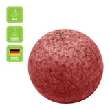 Kugelkerze aus Stearin, Dunkelrot, Ø80 mm, 100% pflanzliches Wachs, KERZENFARM HAHN, Brenndauer ca. 25h - luterna.de