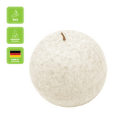 Kugelkerze aus Stearin, Elfenbein, Ø80 mm, 100% pflanzliches Wachs, KERZENFARM HAHN, Brenndauer ca. 25h