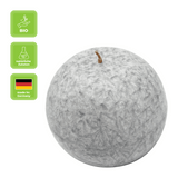 Kugelkerze aus Stearin, Grau, Ø80 mm, 100% pflanzliches Wachs, KERZENFARM HAHN, Brenndauer ca. 25h - luterna.de