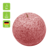 Kugelkerze aus Stearin, Rot, Ø80 mm, 100% pflanzliches Wachs, KERZENFARM HAHN, Brenndauer ca. 25h - luterna.de