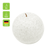 Kugelkerze aus Stearin, Weiß, Ø80 mm, 100% pflanzliches Wachs, KERZENFARM HAHN, Brenndauer ca. 25h - luterna.de
