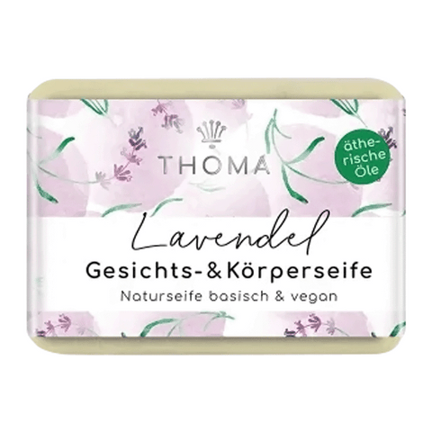 Lavendelseife mit Ringelblumenöl – vegan, THOMA Naturseifen-Manufaktur, für jeden Hauttyp, 100 g, Körperpflege