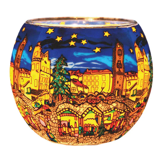 Leuchtglas Christmas Market, H90 x Ø110 mm, KERZENFARM HAHN
