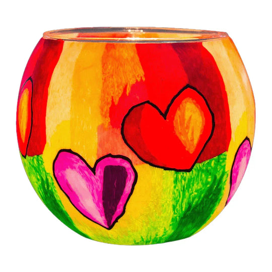 Leuchtglas Modern Hearts, H90 x Ø110 mm, KERZENFARM HAHN