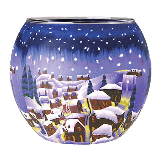 Leuchtglas Snowy Town by Night, H90 x Ø110 mm, KERZENFARM HAHN