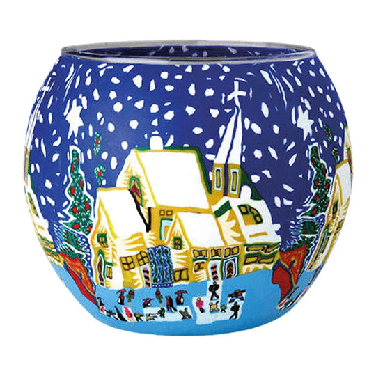 Leuchtglas Snowy Village, H90 x Ø110 mm, KERZENFARM HAHN