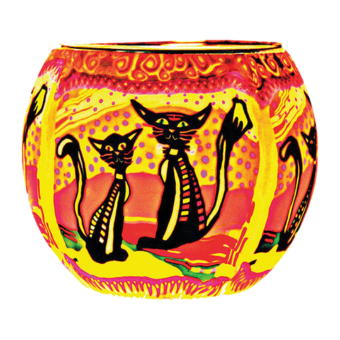 Leuchtglas Two Cats, H90 x Ø110 mm, KERZENFARM HAHN