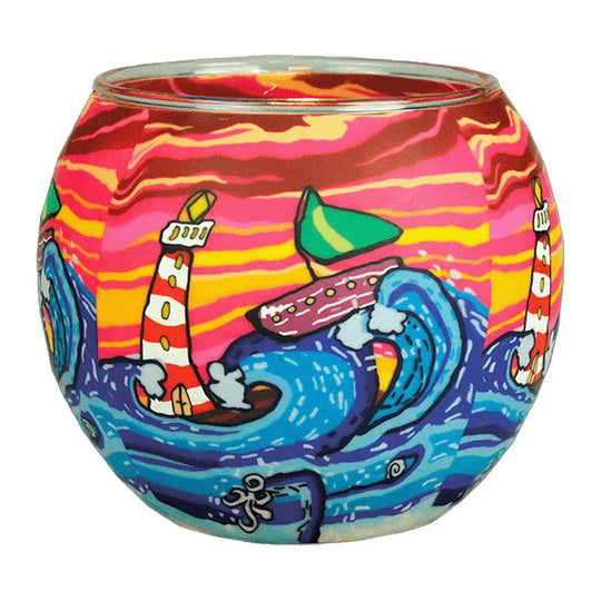 Leuchtglas Waves, H90 x Ø110 mm, KERZENFARM HAHN