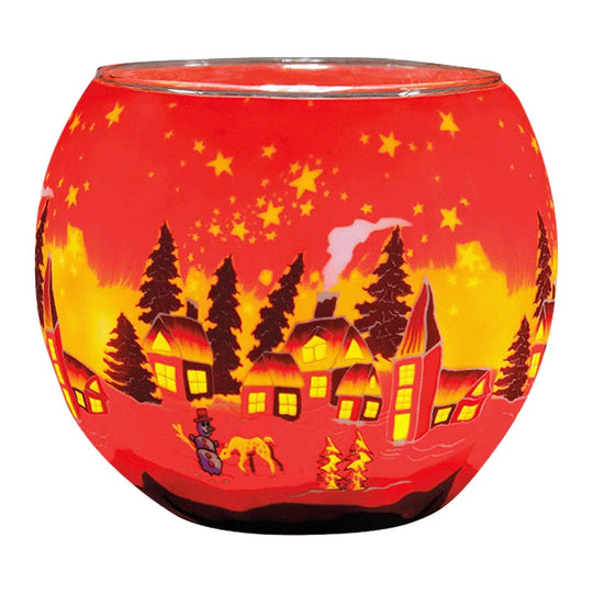 Leuchtglas Winter Village, H90 x Ø110 mm, KERZENFARM HAHN