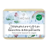 Mandelölseife mit Kokosmilch Sommerregen – vegan, THOMA Naturseifen-Manufaktur, frisch, angenehm & klar, 100 g, Körperpflege