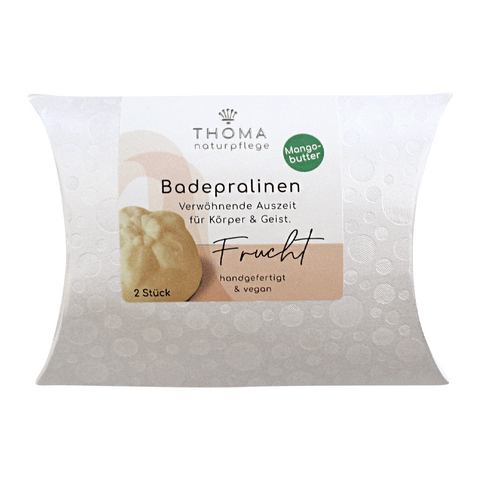 Badepralinen mit Mangobutter-Frucht, THOMA Naturseifen-Manufaktur, vegan, 2 Stück je 30 g, Körperpflege