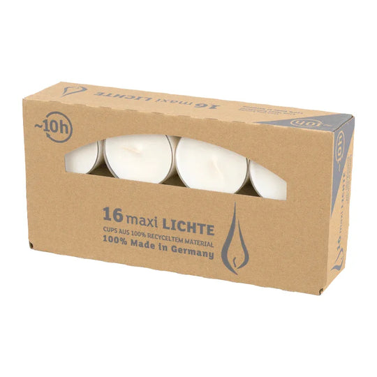 Maxilichter, WENZEL, 24/56 mm, transp. Hülle, Brenndauer ca. 10h, 16 Stück