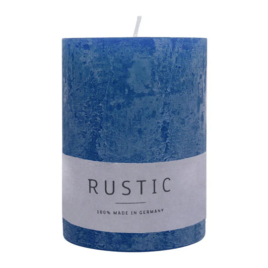RUSTIC-Stumpenkerze Nachtblau, WENZEL, 80/70 mm, Brenndauer ca. 34h, selbstverlöschend