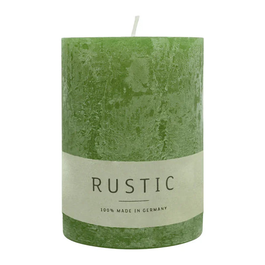 RUSTIC-Stumpenkerze Olive, WENZEL, 80/70 mm, Brenndauer ca. 34h, selbstverlöschend