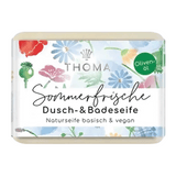 Olivenölseife, Sommerfrische, THOMA Naturseifen-Manufaktur, mit frisch blumigem Duft & Kakaobutter, vegan, 100 g, Körperpflege